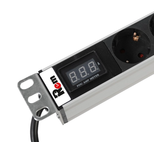 Верт. блок розеток Rem-32 с амп., 24 Schuko, 32А, алюм., 42-48U, колодка