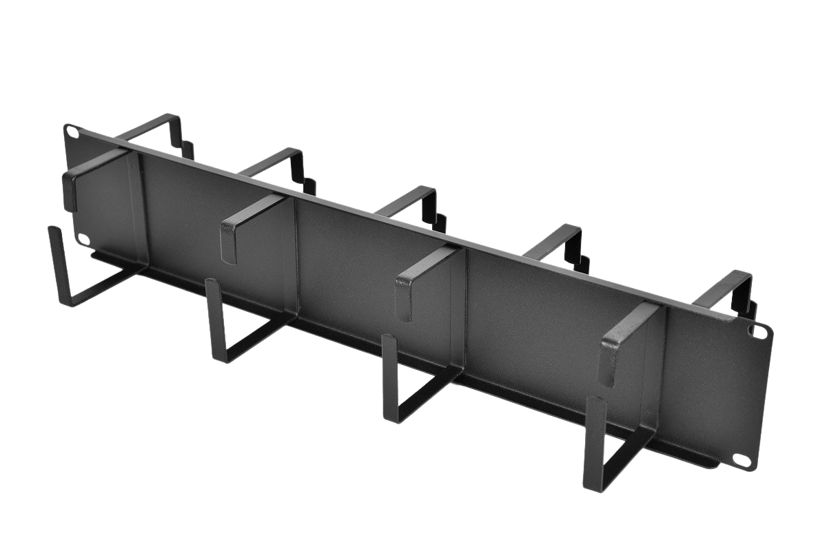  Горизонтальный кабельный органайзер двусторонний 19" 2U, 9 колец, цвет черный от ЦМО