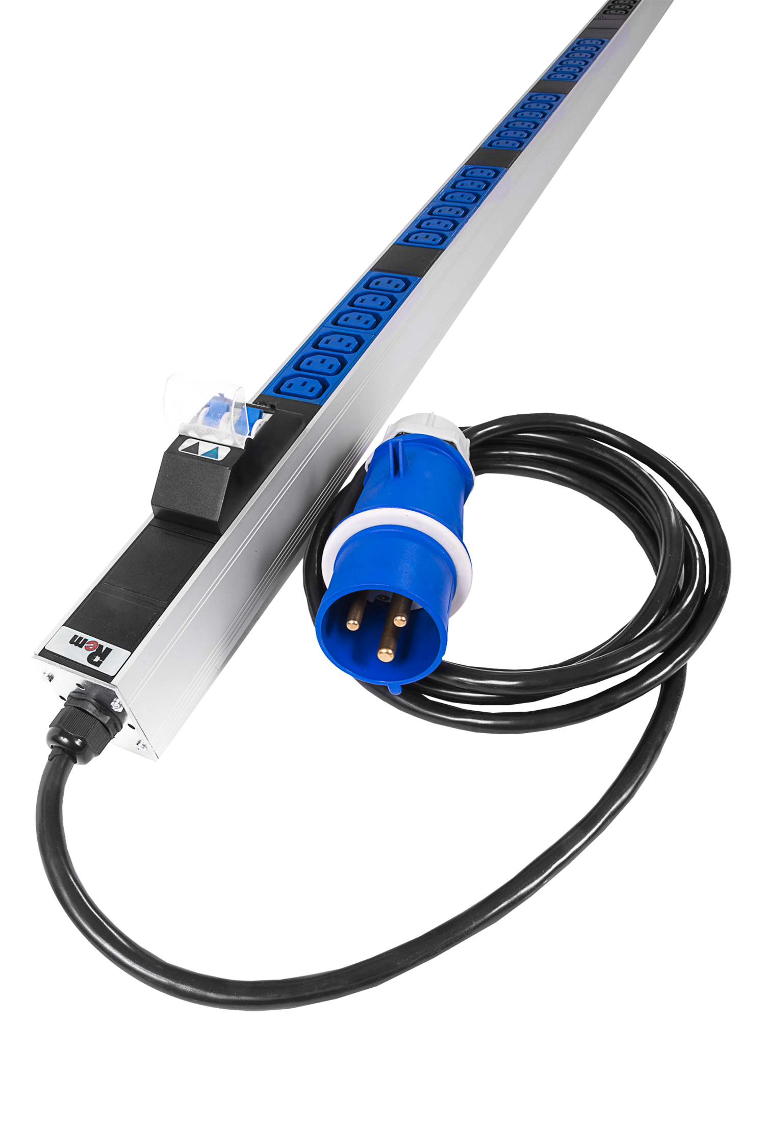 Верт блок розеток Rem-2MC, монит, измер, 1×32А, авт, 48C13, 1820мм, шнур 3м IEC309