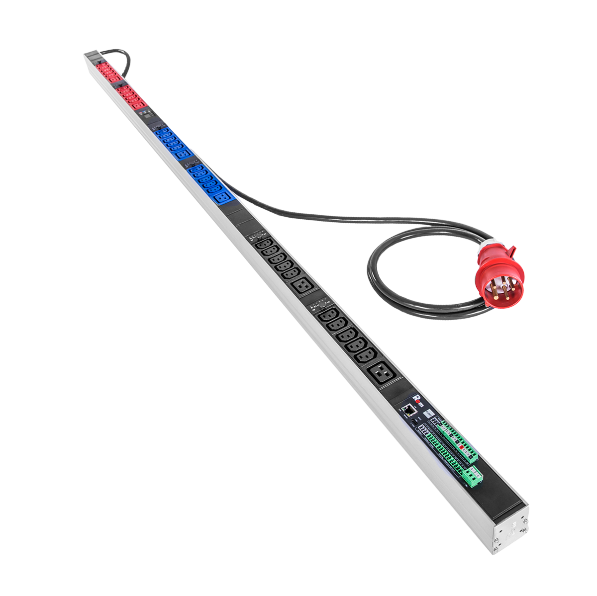 Верт блок розеток Rem-2MC, монит, измер, управл, 3×16A, 30C13, 6C19, 1820мм, шнур 3м IEC309