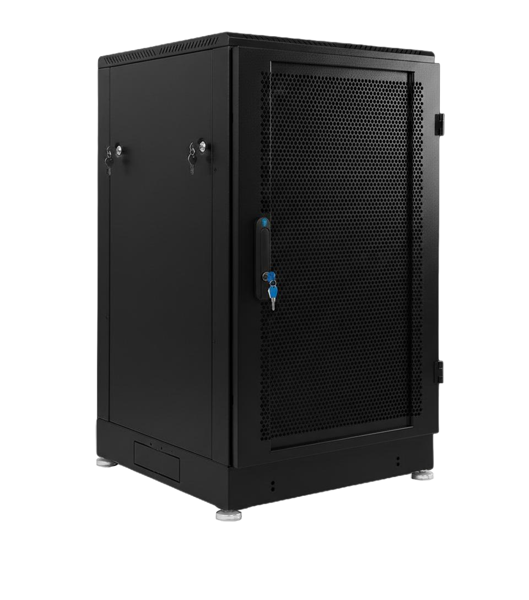 Шкаф серверный напольный 30U (600 × 1000) дверь перфорированная 2 шт., чёрный