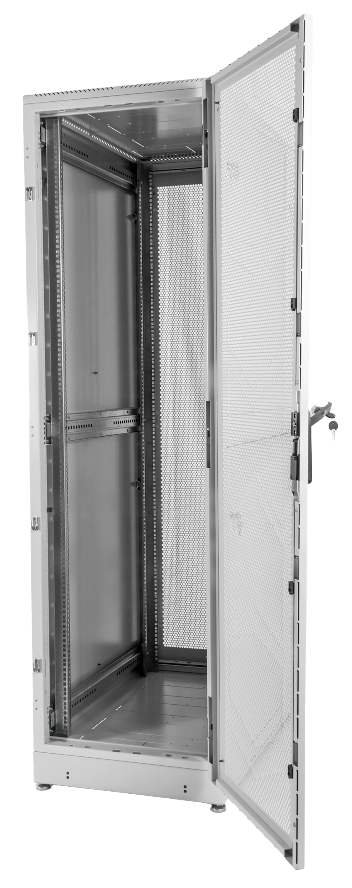 Шкаф серверный напольный 48U (600 × 1200) дверь перфорированная, задние двойные перф., цвет черный