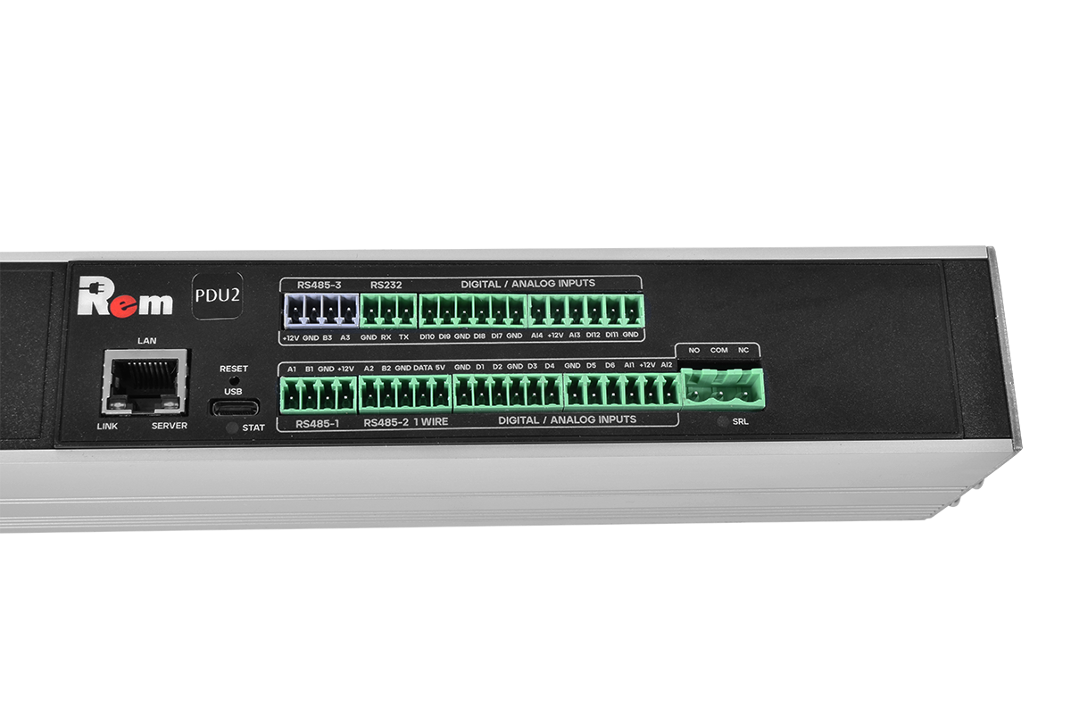 Верт блок розеток Rem-2MC, монит, измер, управл, 1×32A, авт, 24S, 1820мм, шнур 3м IEC309