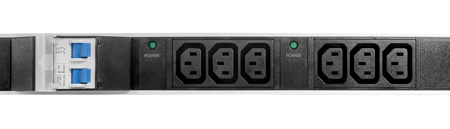 Упр. верт. блок розеток с монит. Rem-MC1 2х2 S, 2x3 С13, 2x2 С19, 32A, алюм., 33-48U, колодка от ЦМО