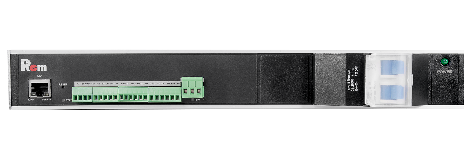 Упр. верт. блок розеток с монит. Rem-MC1 2х2 S, 2x3 С13, 2x2 С19, 32A, алюм., 33-48U, колодка от ЦМО