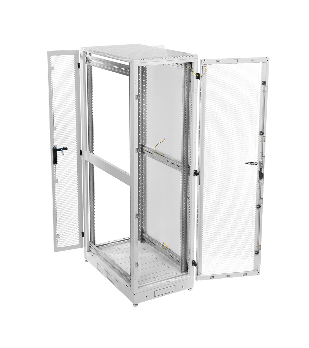 Шкаф серверный напольный 42U (800 × 1200) дверь перфорированная, задние двойные перфорированные