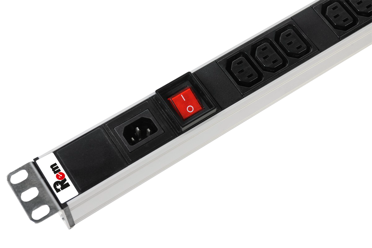 Вертикальный блок розеток Rem-16 с выкл., 15 Schuko, 10 C13, вход IEC 60320 C20 16A, алюм., 42-48U от ЦМО