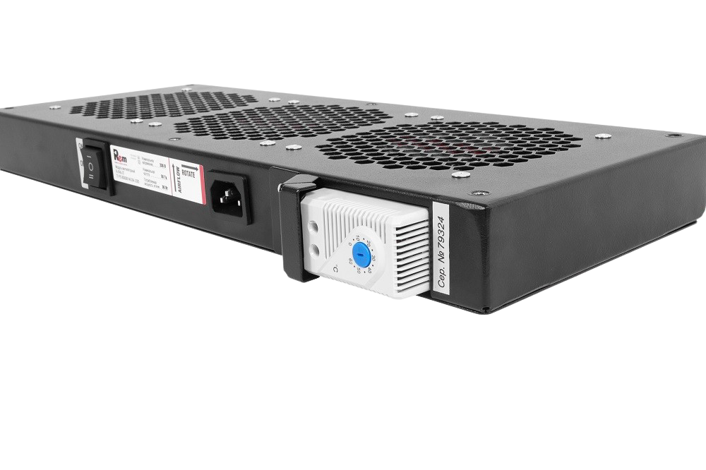 Модуль вентиляторный, 3 вентилятора с терморегулятором, чёрный от ЦМО