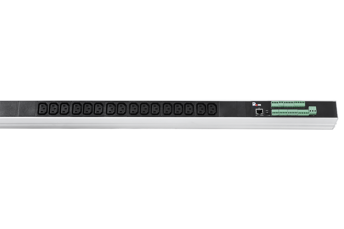 Верт блок розеток Rem-2MC, монит, измер, 3×16A, 48C13, 1820мм, шнур 3м IEC309