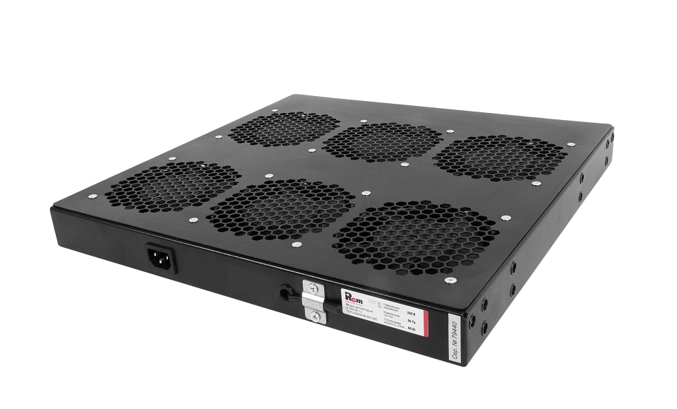 Модуль вентиляторный 19" 1U, 6 вентиляторов, регул. глубина 390-750 мм с контроллером, чёрный от ЦМО