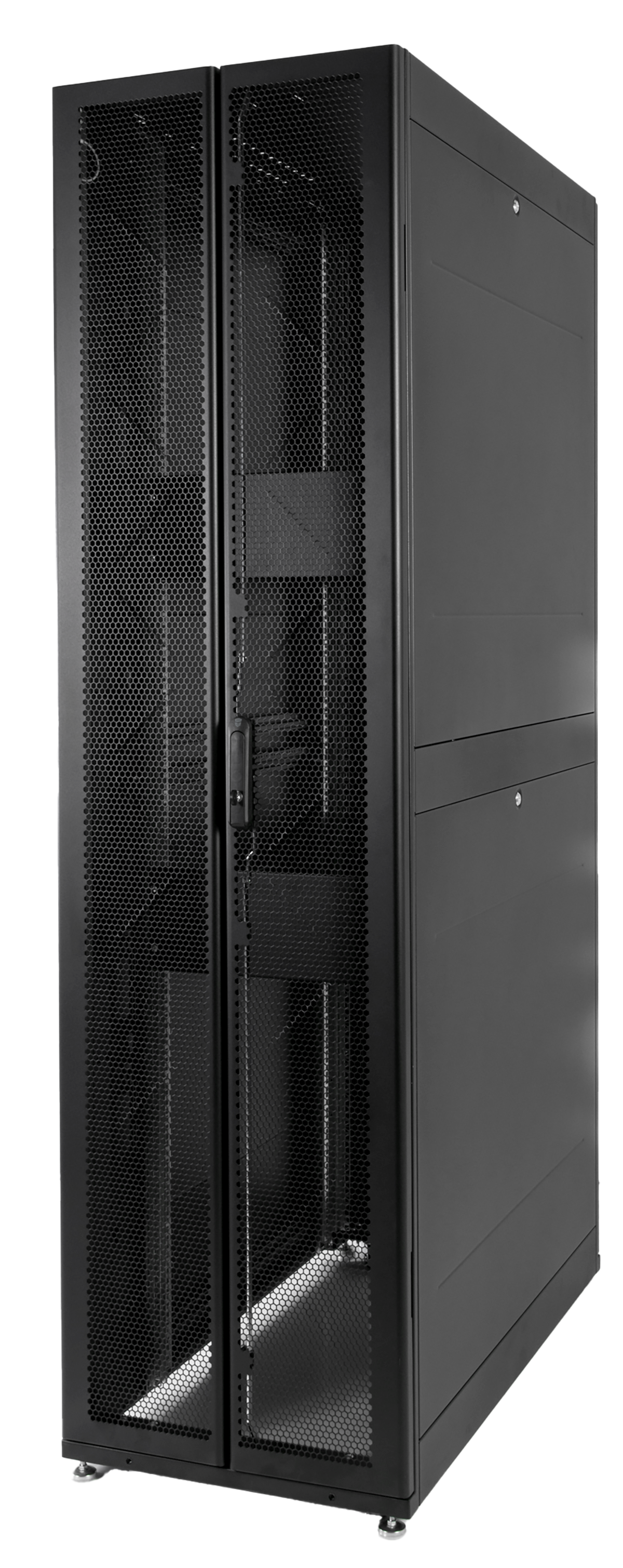 Шкаф серверный ПРОФ напольный 48U (600x1200) дверь перфор., задние двойные перфор., черный, в сборе от ЦМО