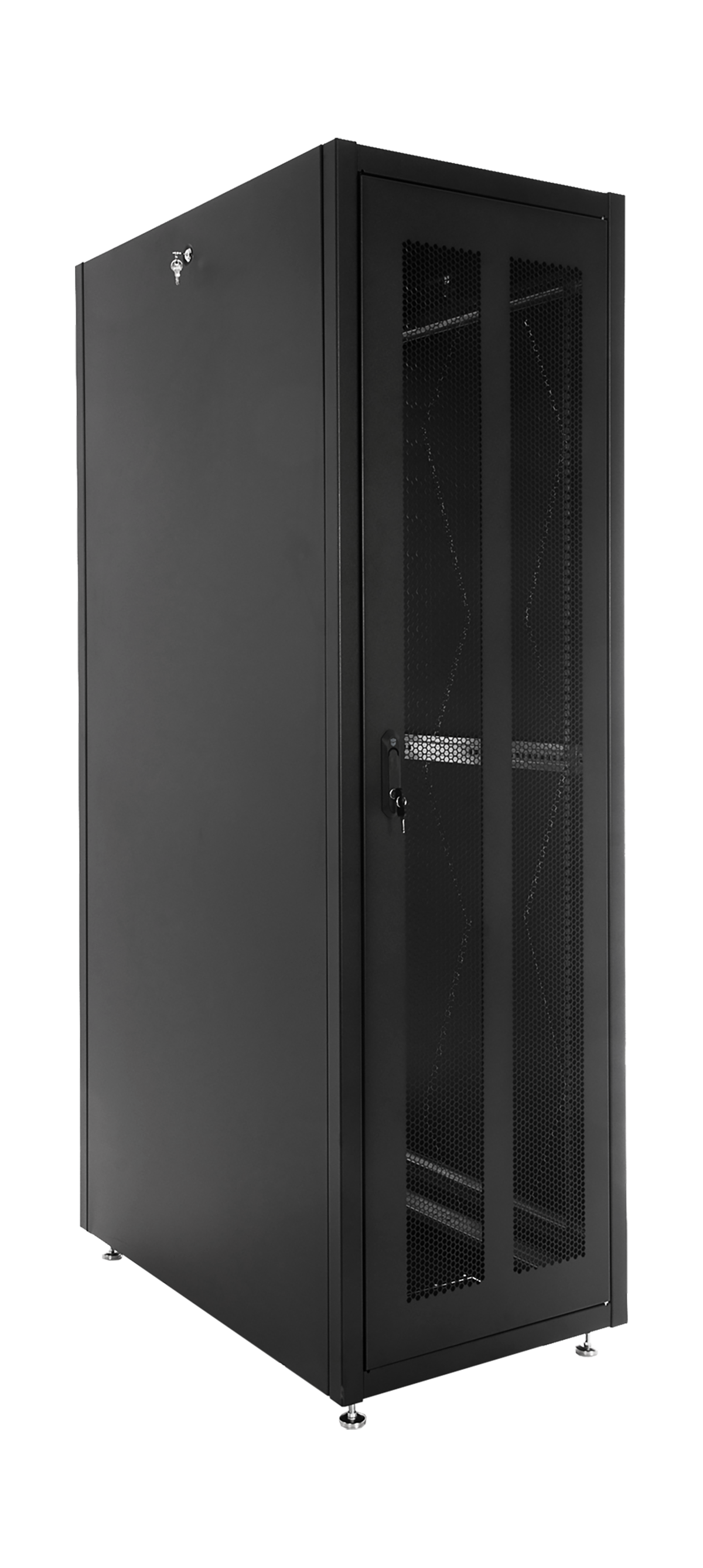 Шкаф телекоммуникационный напольный ЭКОНОМ 42U (600 × 800) дверь перфорированная 2 шт., цвет черный от ЦМО