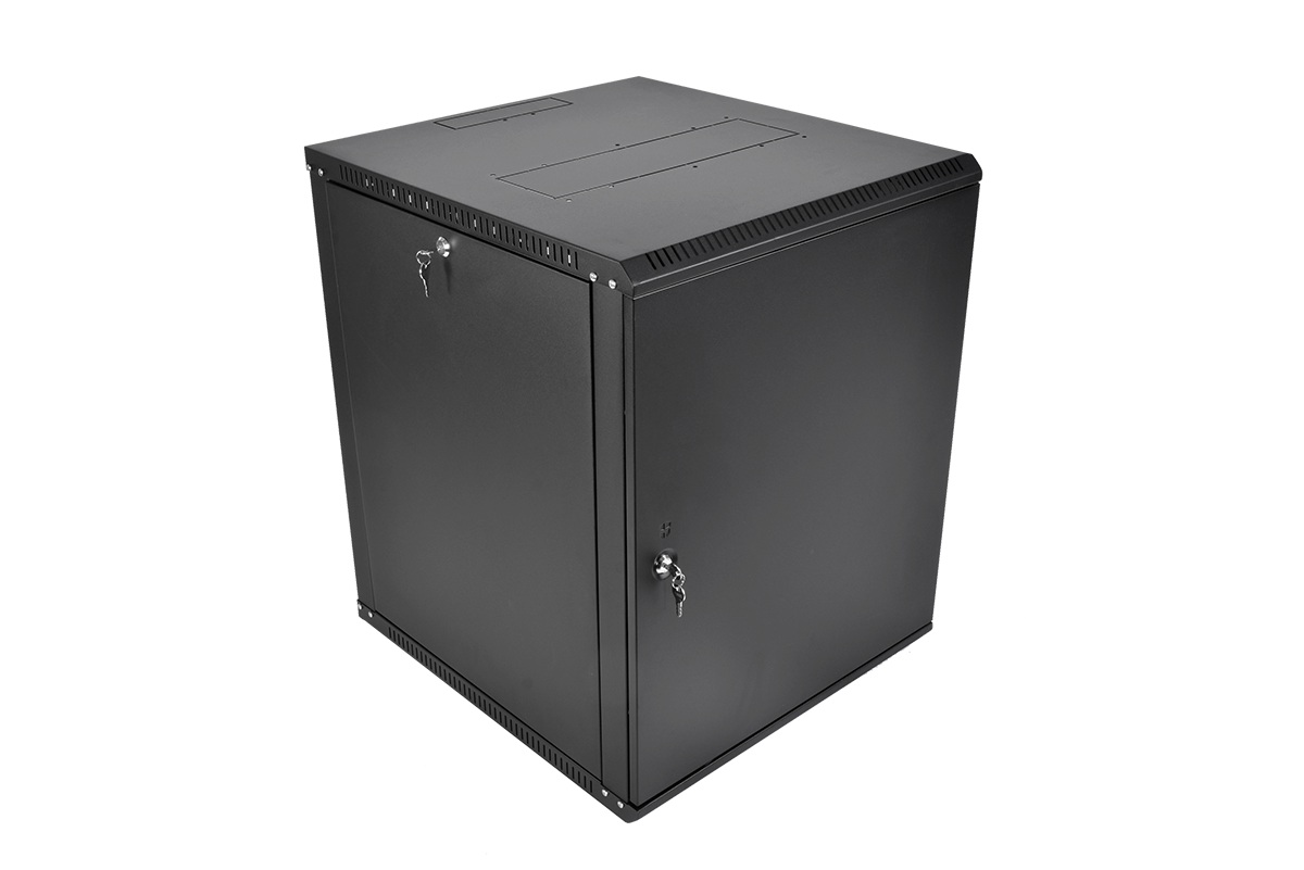 Шкаф телекоммуникационный настенный разборный ЭКОНОМ 12U (600 × 520) дверь металл, цвет черный