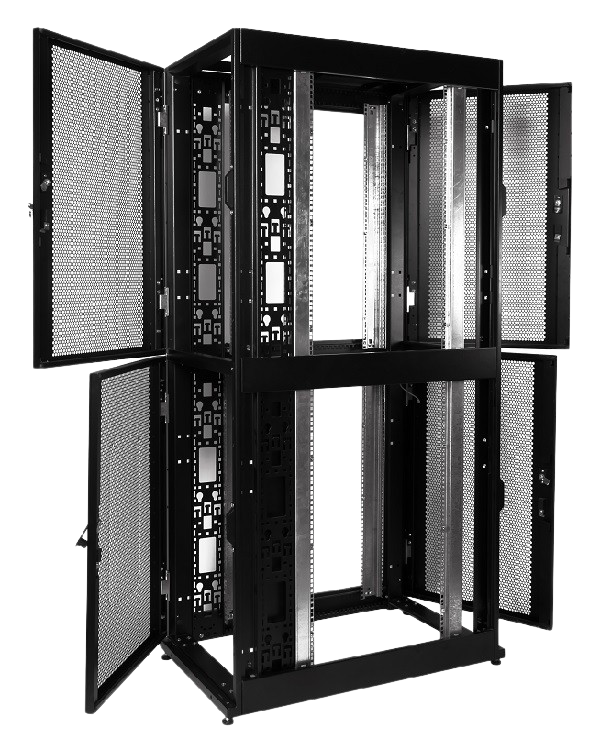 Шкаф серверный ПРОФ напольный колокейшн 46U (600 × 1000) 2 секции, дверь перф. 2 шт., чёрный,в сборе от ЦМО