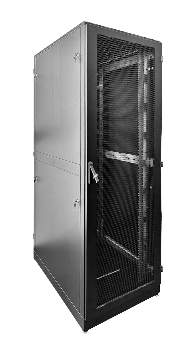 Шкаф телекоммуникационный напольный 33U (600 × 1000) дверь перфорированная 2 шт., цвет чёрный