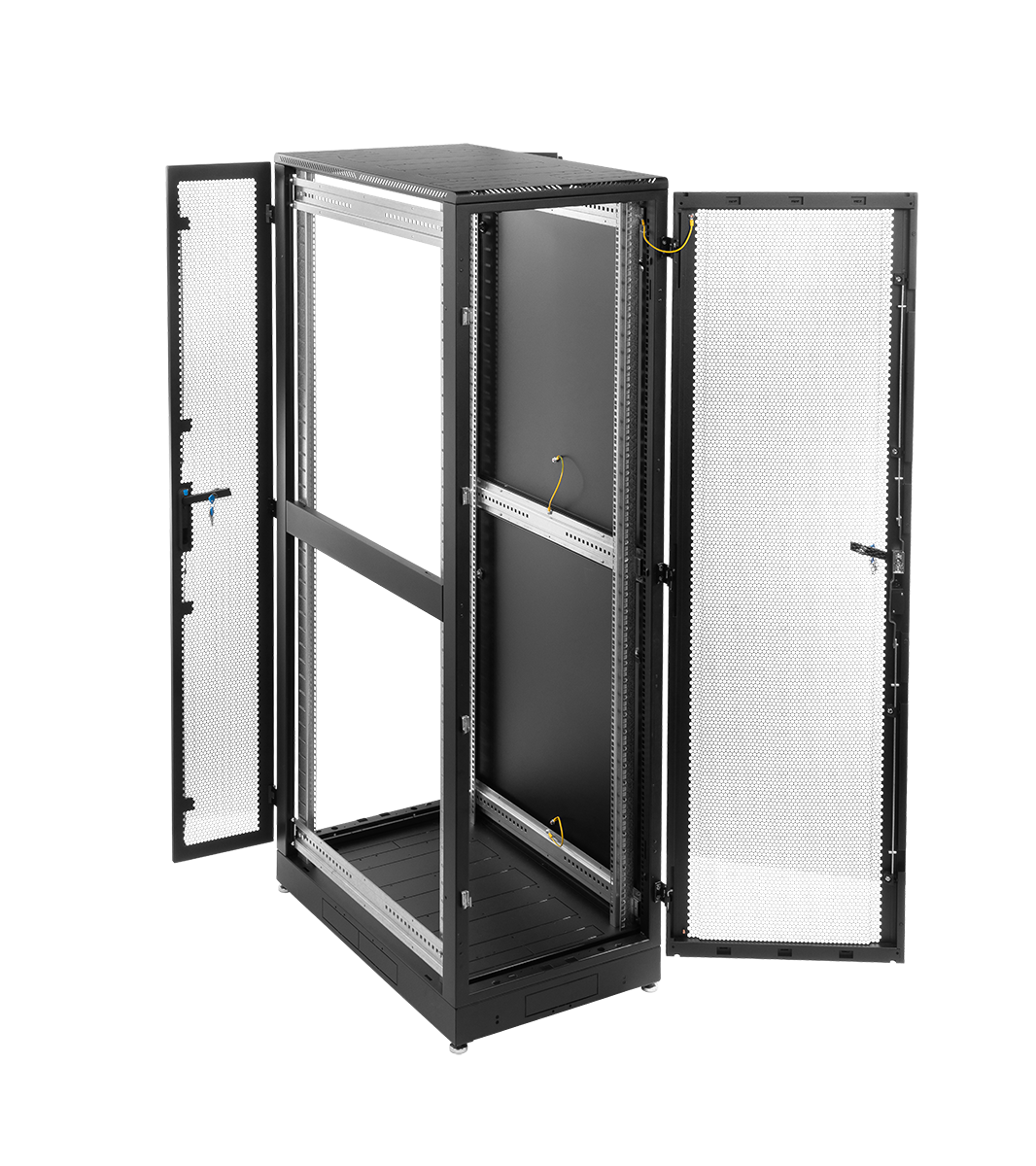 Шкаф серверный напольный 42U (800 × 1200) двойные перфорированные двери 2 шт., цвет черный