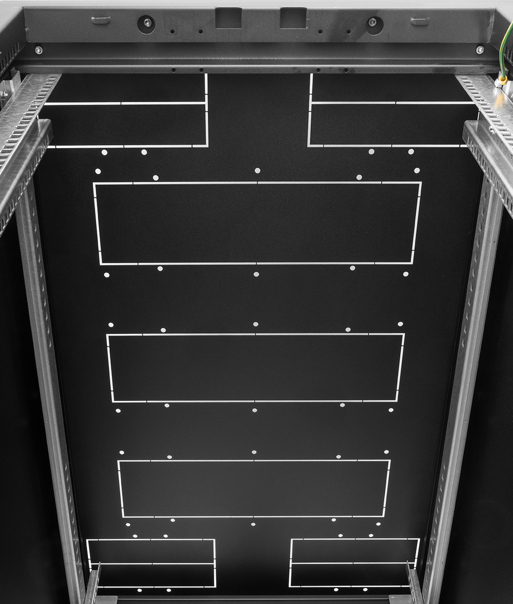 Шкаф серверный напольный 42U (600 × 1000) дверь перфорированная, задние двойные перф., цвет черный