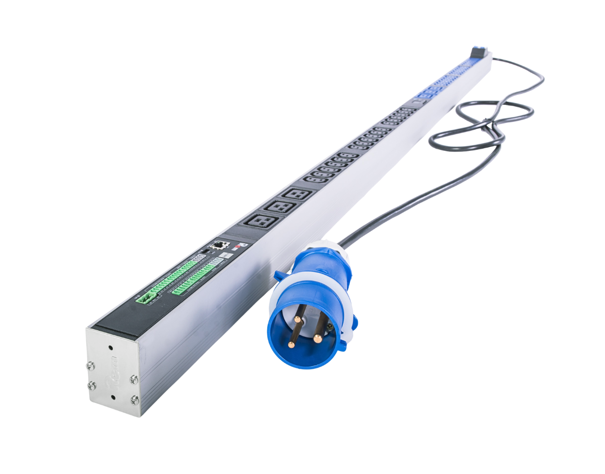 Верт блок розеток Rem-2MC, монит, измер, 1×32А, авт, 36C13, 6C19, 1820мм, шнур 3м IEC309