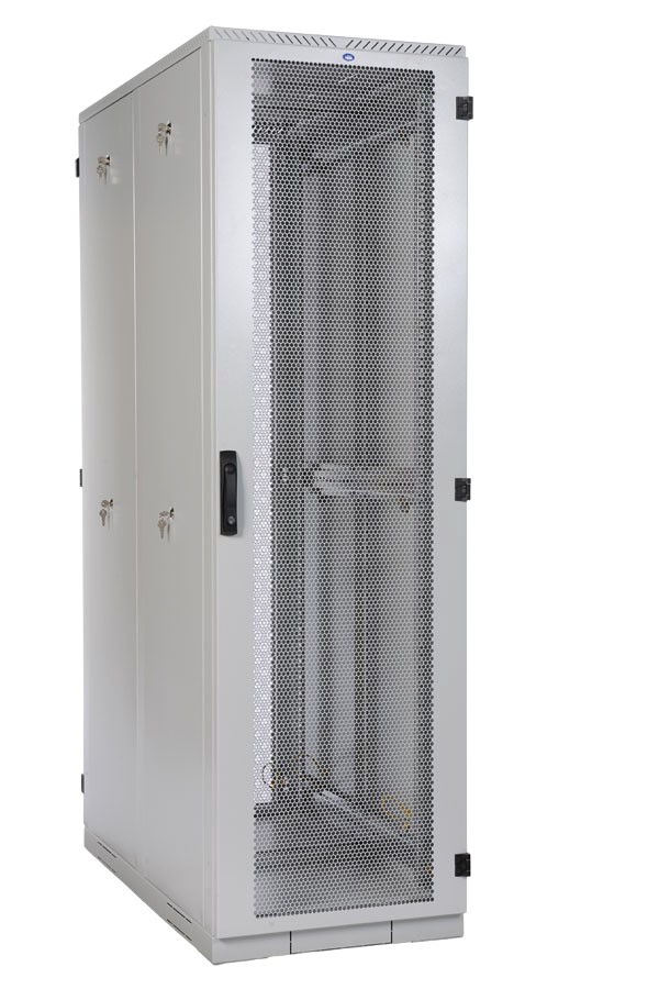 Шкаф серверный напольный 42U (600 × 1000) дверь перфорированная, задние двойные перфорированные