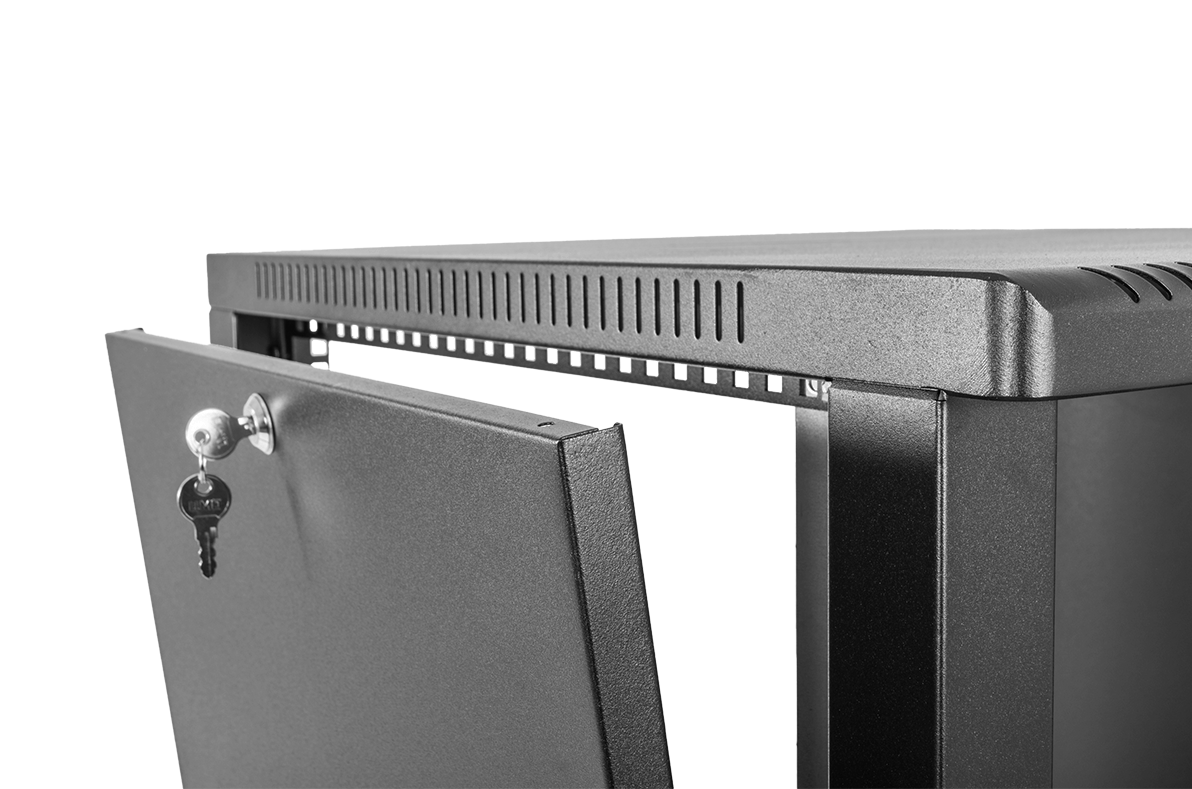 Шкаф телекоммуникационный настенный сварной 15U (600 × 530) съёмные стенки, дверь стекло, чёрный