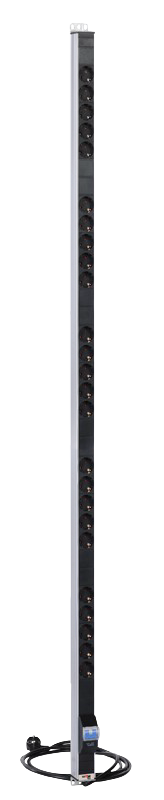 Вертикальный блок розеток Rem-16 с авт. 16А, 25 Schuko, 16A, алюм., 42-48U, шнур 3 м. от ЦМО