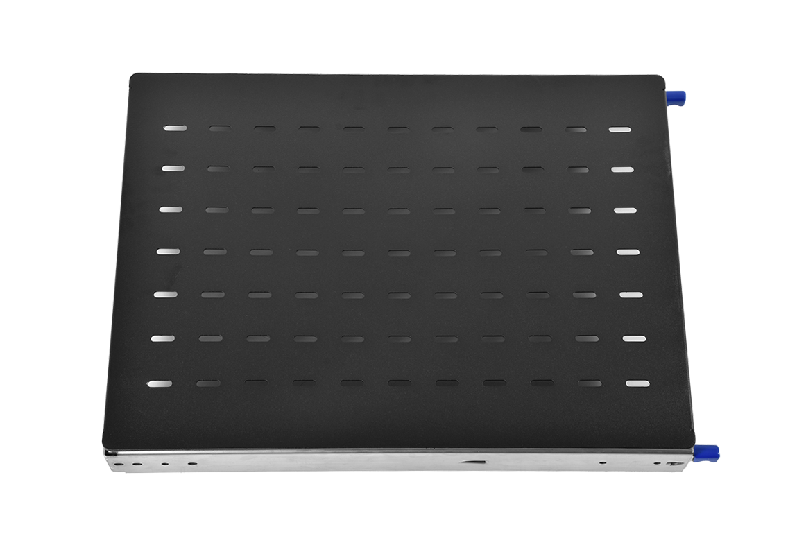 Полка усиленная с телескопическими направляющими грузоподъёмностью 150кг, глубина 620мм, цвет чёрный