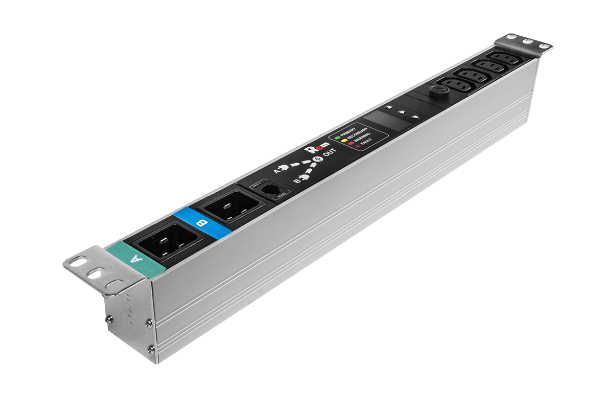 Блок розеток Rem-16 с АВР, 1×16A, 4C13, подкл к контроллеру R-2MC по Modbus, вход 2×C20