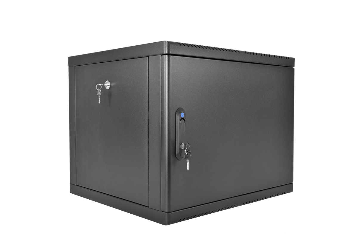 Шкаф телекоммуникационный настенный разборный 9U (600×660) съемные стенки, дверь металл, цвет черный