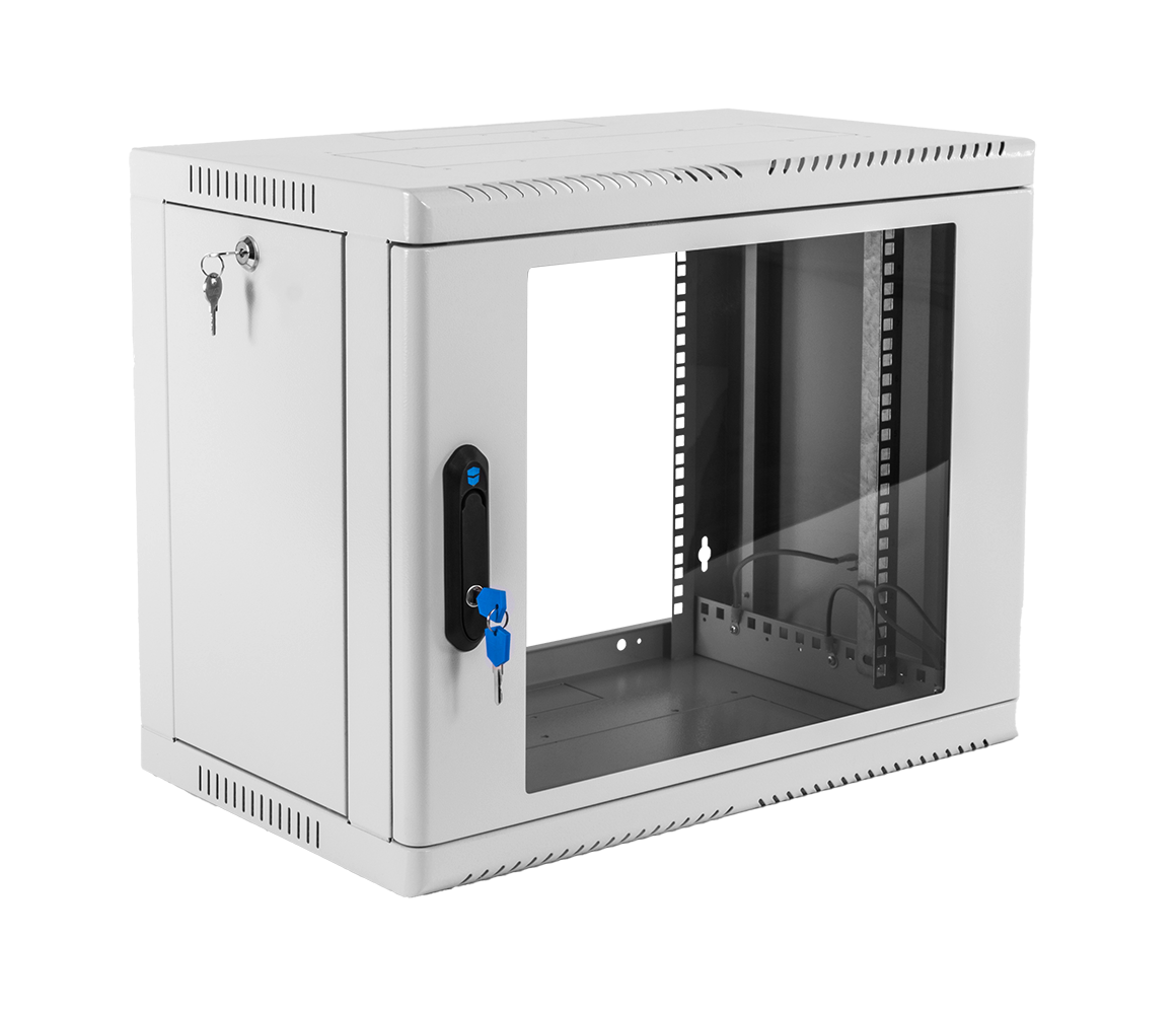 Шкаф телекоммуникационный настенный сварной 9U (600 × 530) съёмные стенки, дверь стекло