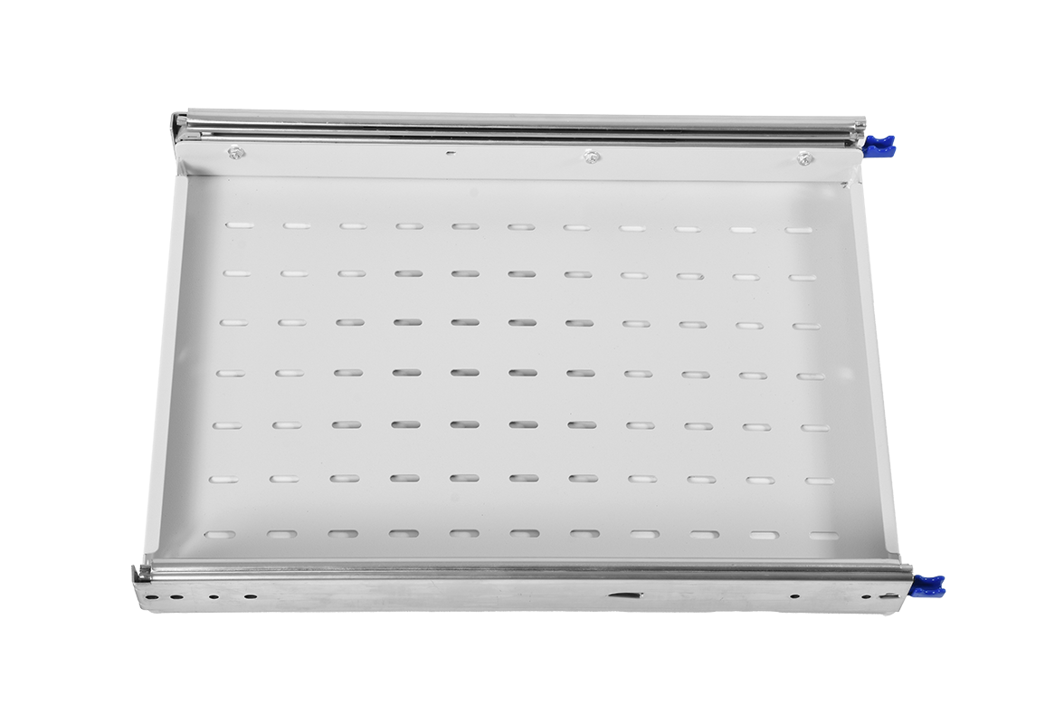 Полка усиленная с телескопическими направляющими грузоподъёмностью 150 кг, глубина 620 мм