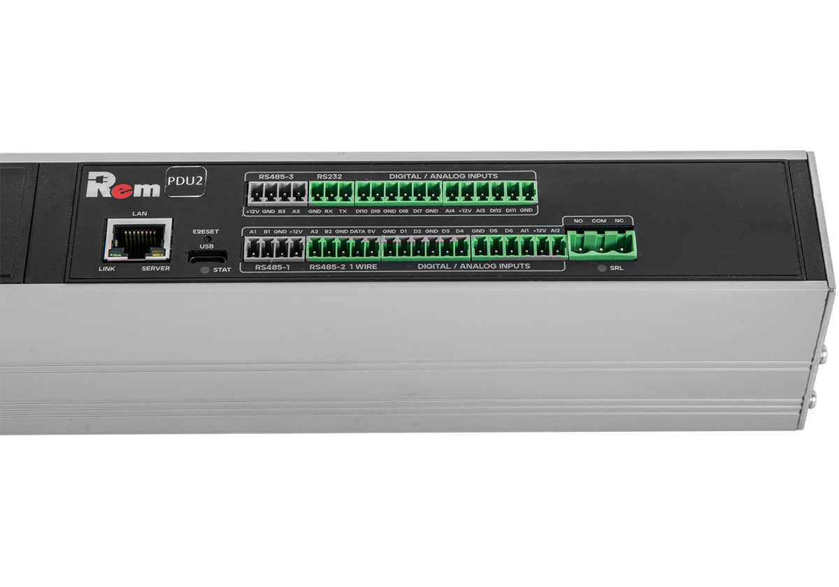 Верт блок розеток Rem-2MC, монит, измер, управл, 3×16A, авт, 36C13, 1820мм, шнур 3м IEC309