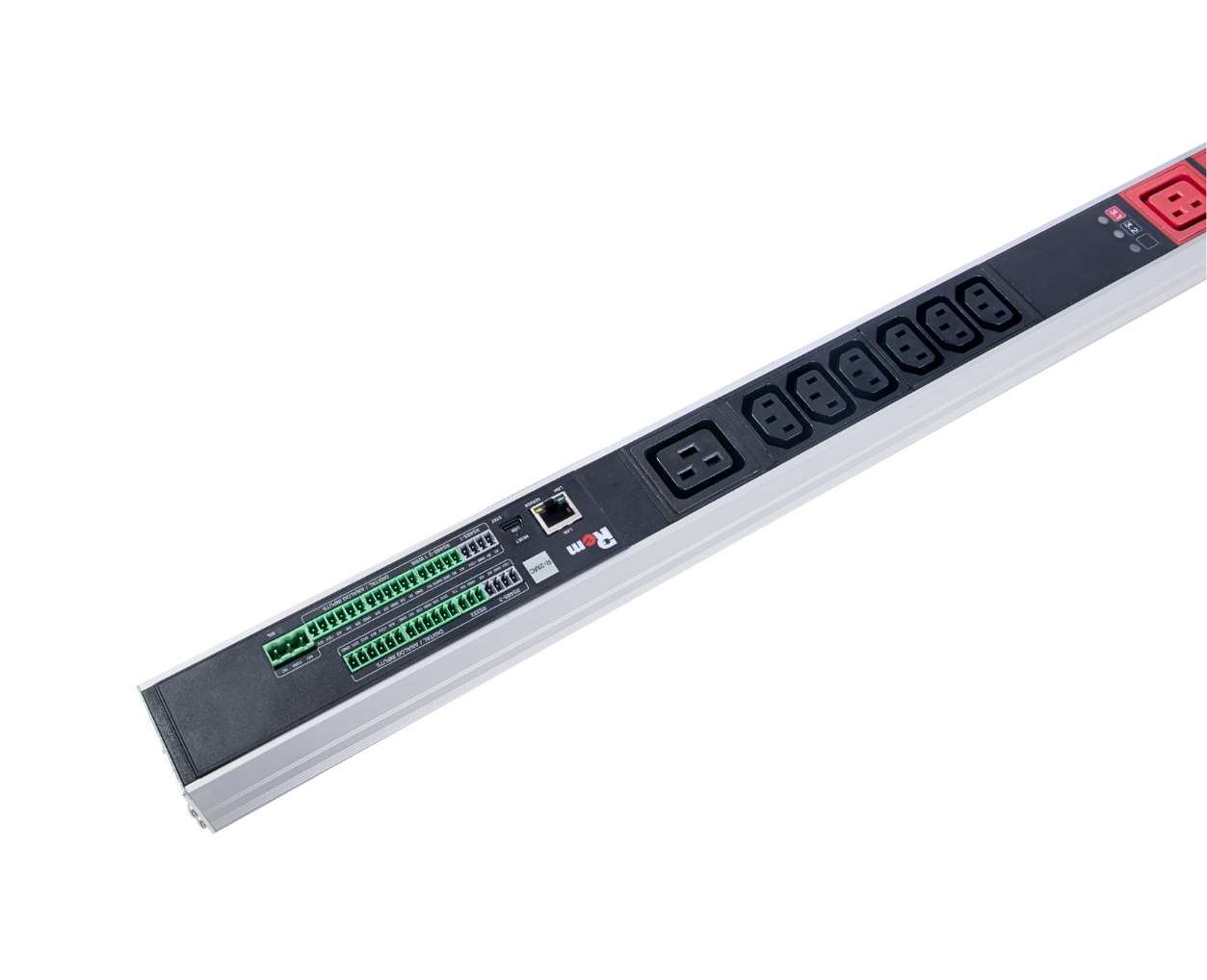 Верт блок розеток Rem-2MC, монит, измер, 3×32A, авт, 24C13, 6C19, 1820мм, шнур 3м IEC309