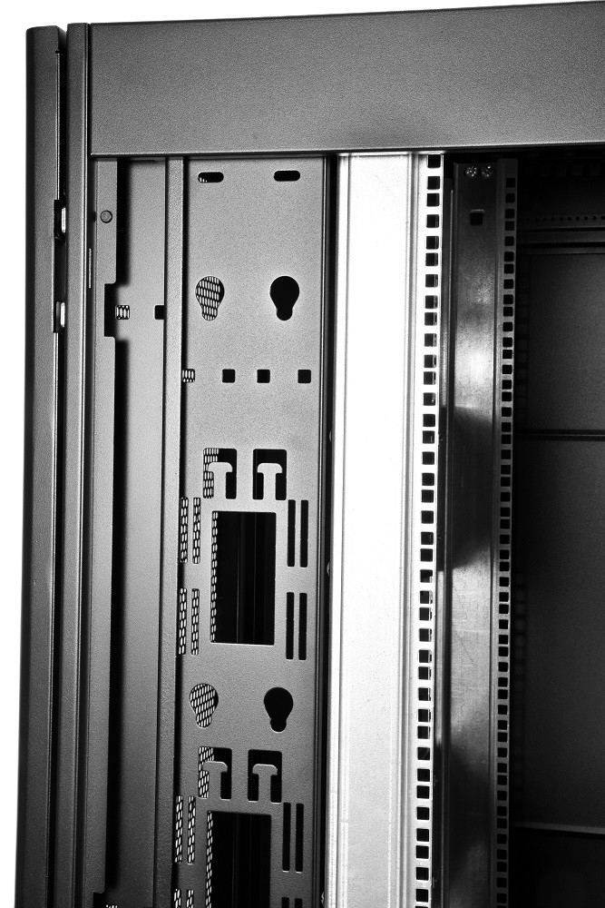 Шкаф серверный ПРОФ напольный 48U (600x1000) дверь перфор., задние двойные перфор., черный, в сборе от ЦМО