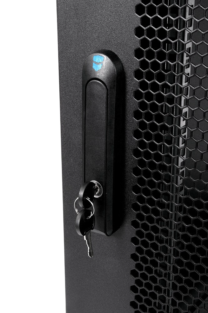 Шкаф телекоммуникационный напольный 22U (600 × 1000) дверь перфорированная 2 шт., цвет чёрный от ЦМО