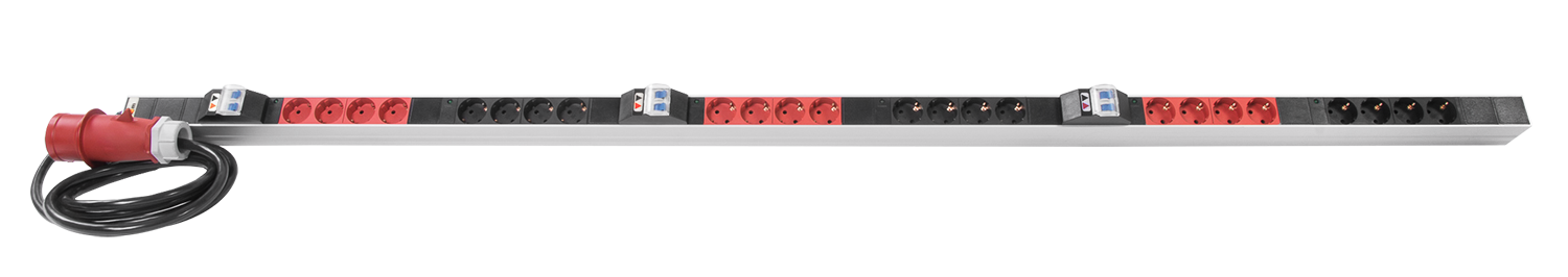 Верт блок розеток Rem-3x16, 3 фазы 16A, инд, 24 S, 1420 мм, вх IEC 309, шнур 3 м от ЦМО