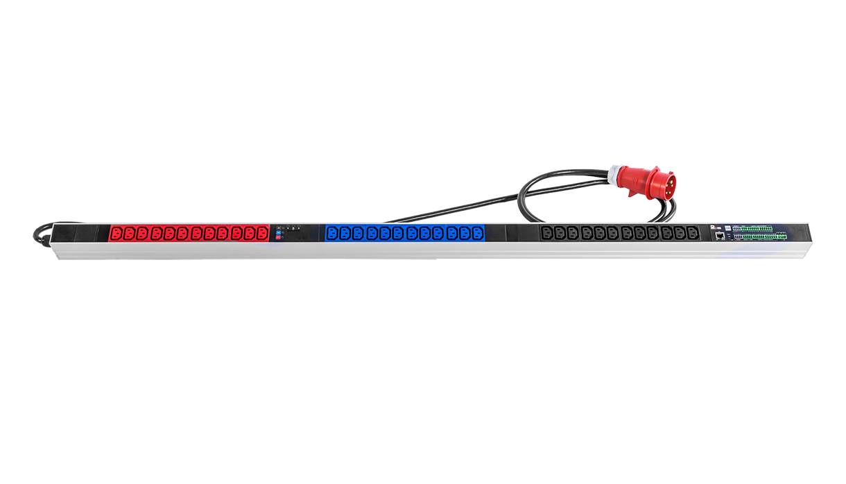 Верт блок розеток Rem-2MC, монит, измер, 3×16A, 36C13, 1420мм, шнур 3м IEC309