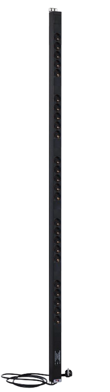 Вертикальный блок розеток Rem-16 с фил. и инд., 25 Schuko, 16A, алюм., 42-48U, шнур 3 м. от ЦМО