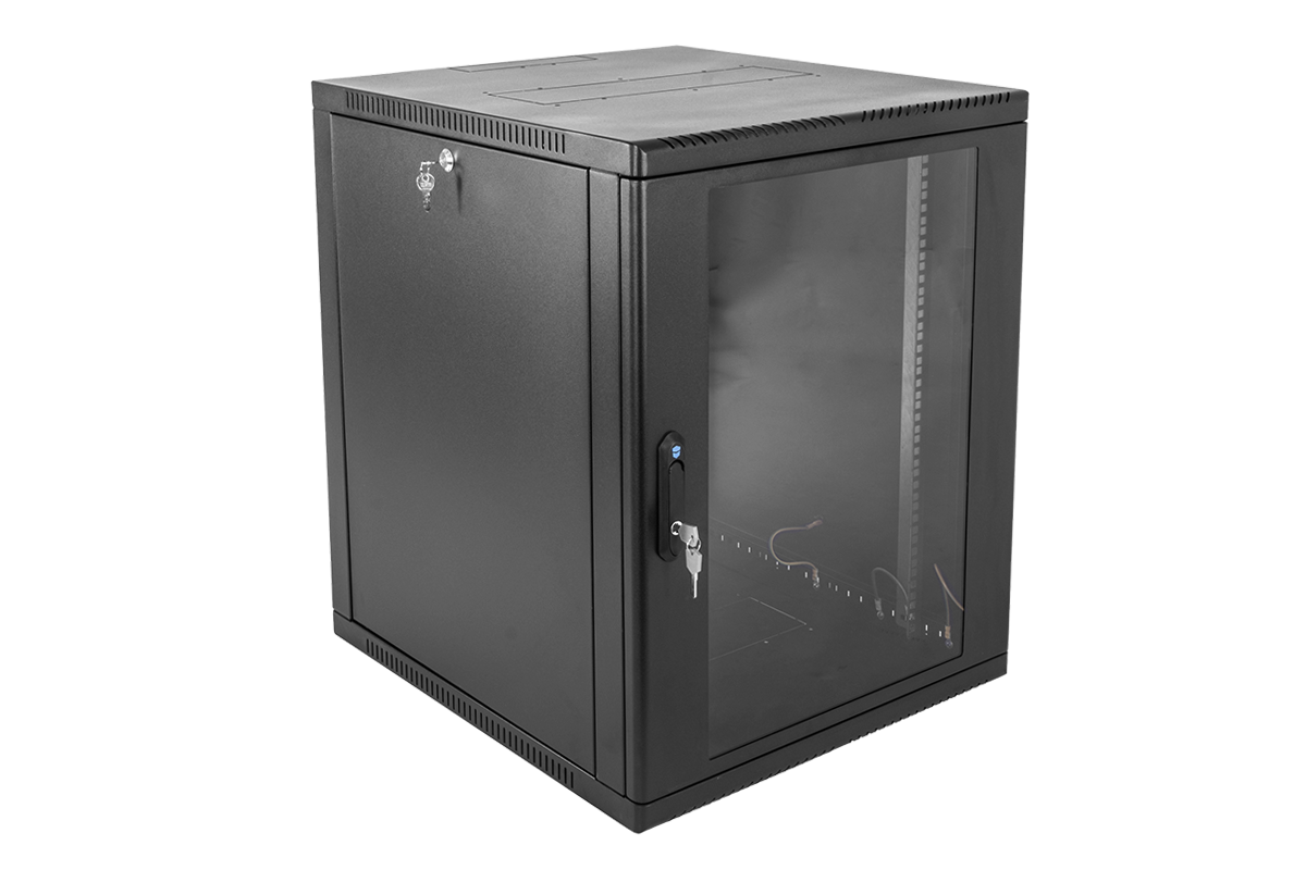 Шкаф телекоммуникационный настенный сварной 15U (600 × 660) съёмные стенки, дверь стекло, чёрный