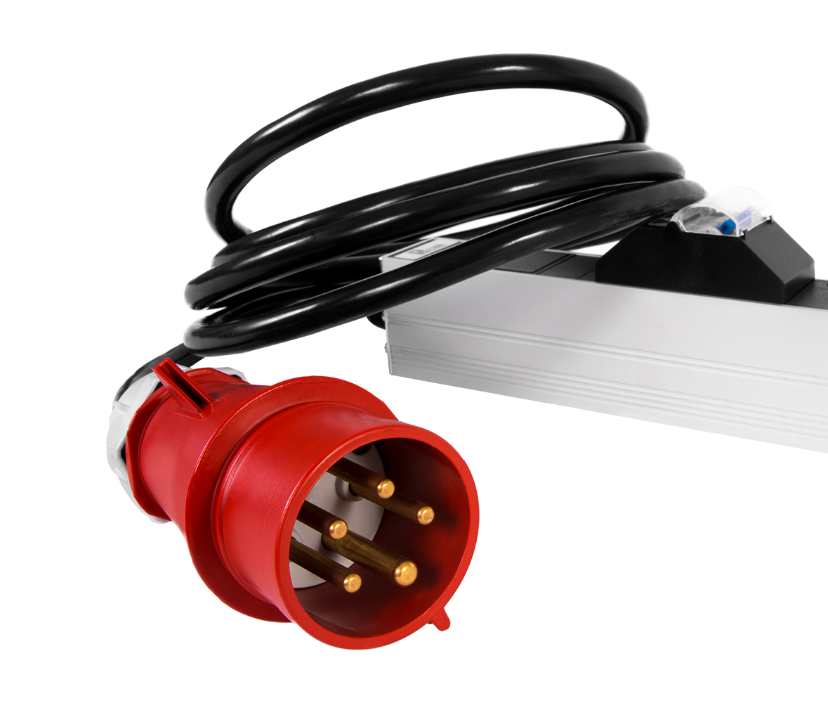 Верт блок розеток Rem-2MC, монит, измер, 3×32A, авт, 18S, 1820мм, шнур 3м IEC309