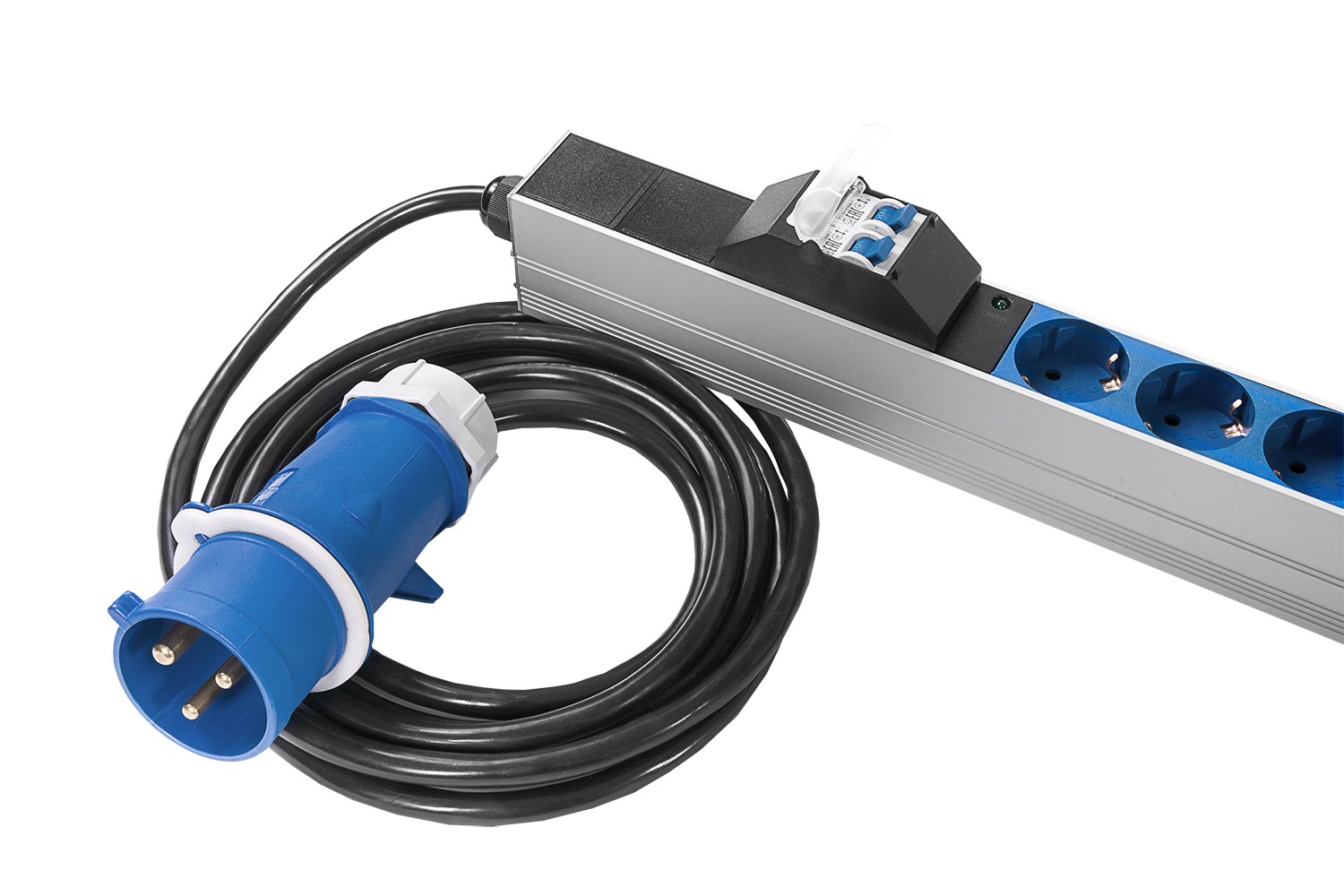 Верт блок розеток Rem-2MC, монит, измер, 1×32А, авт, 24S, 1820мм, шнур 3м IEC309