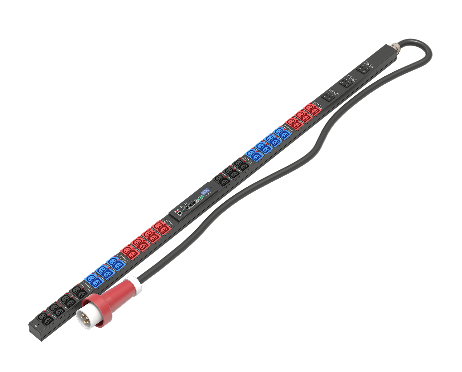 Верт блок розеток Rem-3MC, монит, измер, 3×63A, авт, 21C13Lфикс, 21C39Lфикс, 1820мм, шнур1,8м IEC309