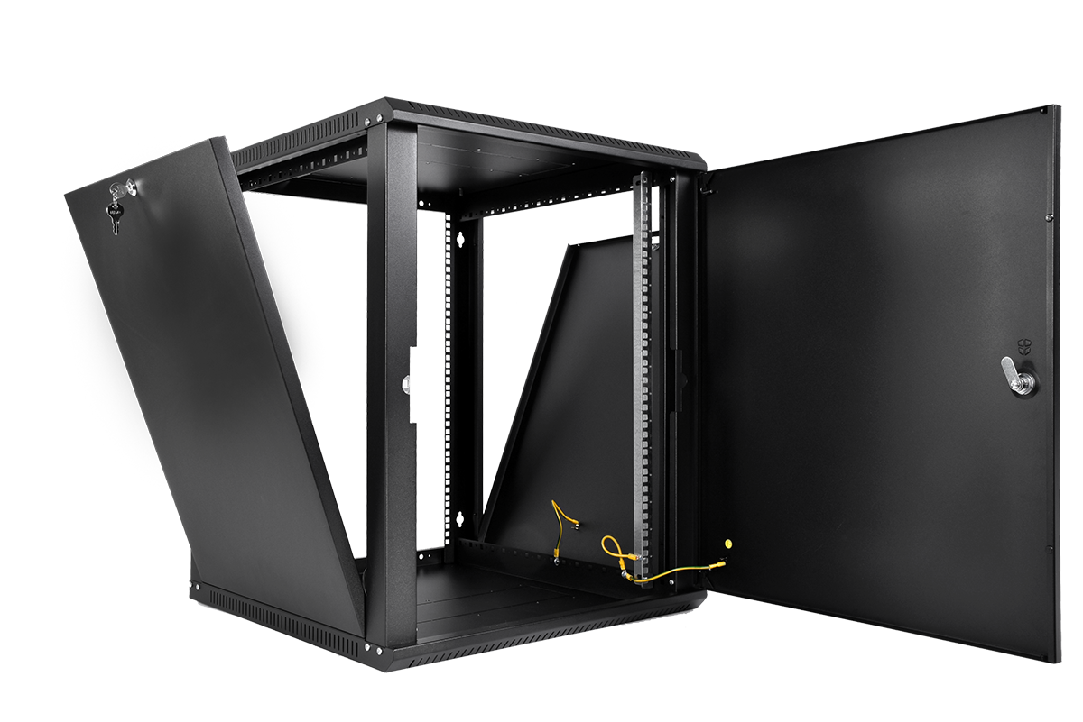 Шкаф телекоммуникационный настенный разборный ЭКОНОМ 12U (600 × 520) дверь металл, цвет черный