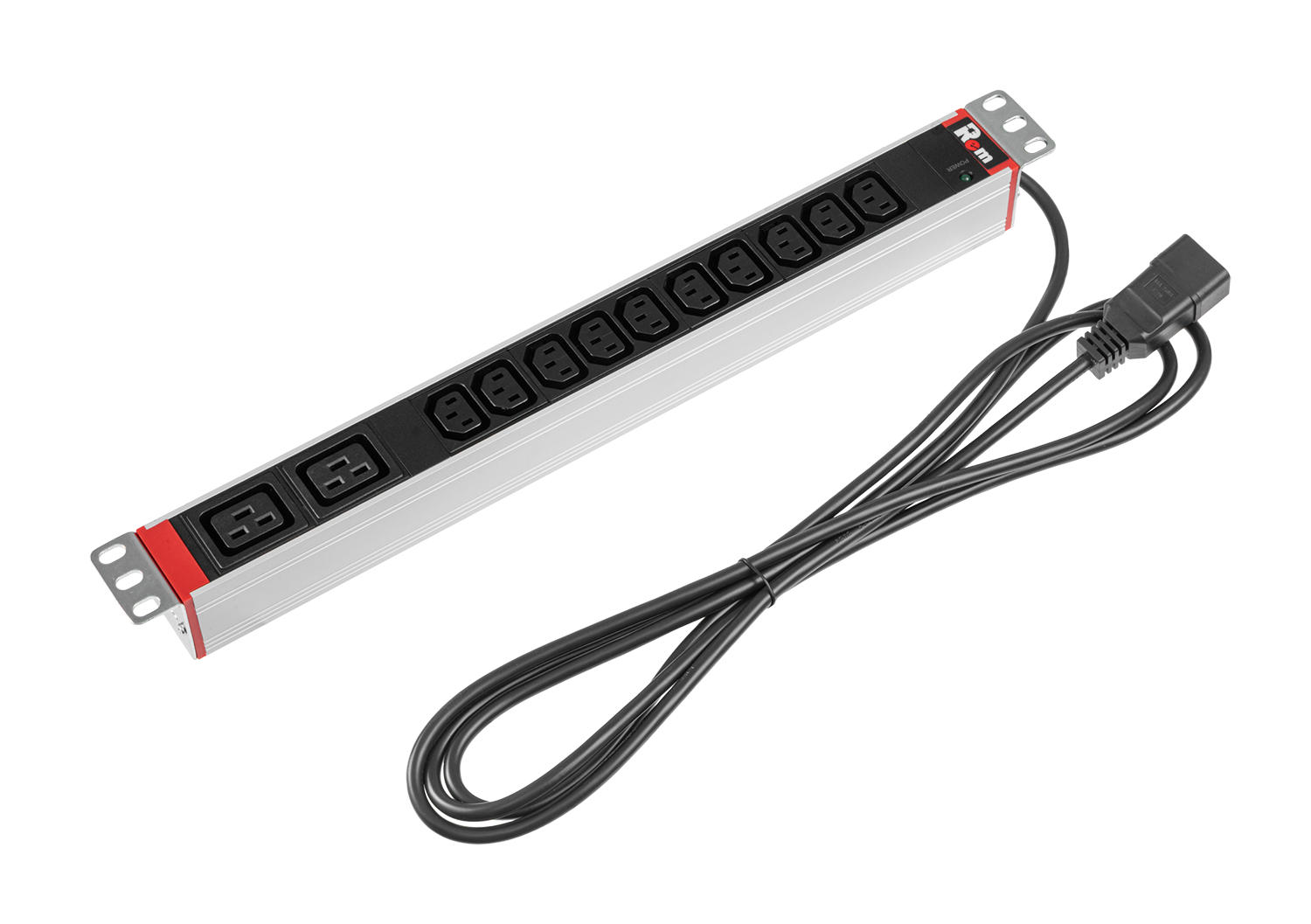 Гор блок розеток Rem-16, 1×16A, инд, 10C13, 2C19, 19", шнур 3м C20