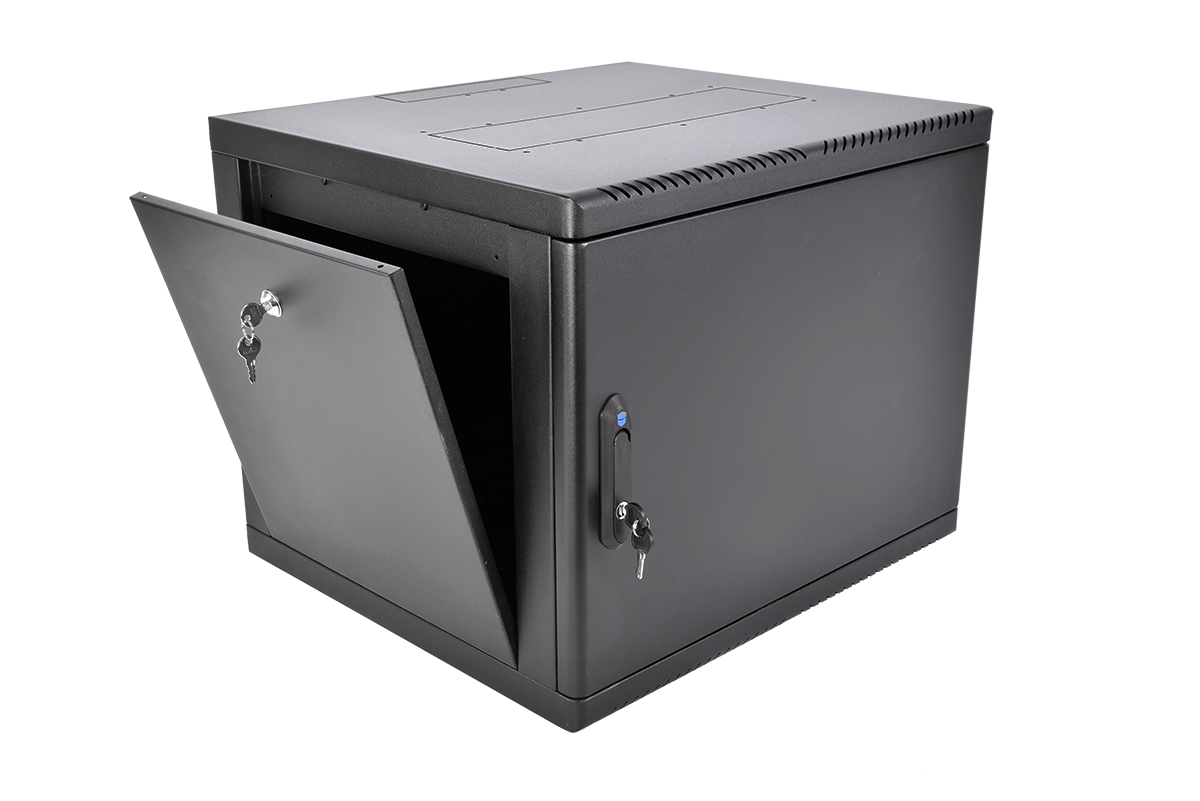 Шкаф телекоммуникационный настенный разборный 9U (600×660) съемные стенки, дверь металл, цвет черный