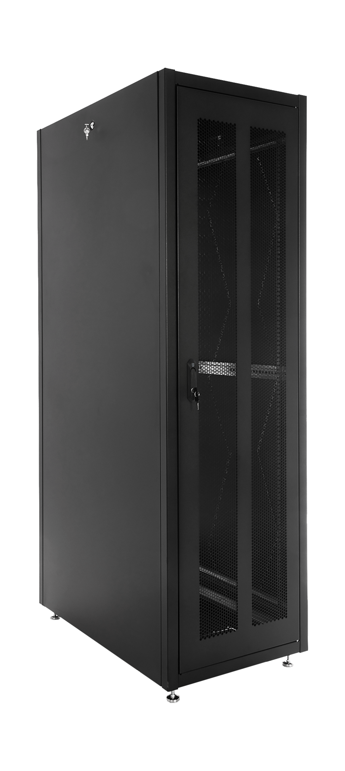 Шкаф телекоммуникационный напольный ЭКОНОМ 48U (600 × 1000) дверь перфорированная 2 шт., цвет черный от ЦМО