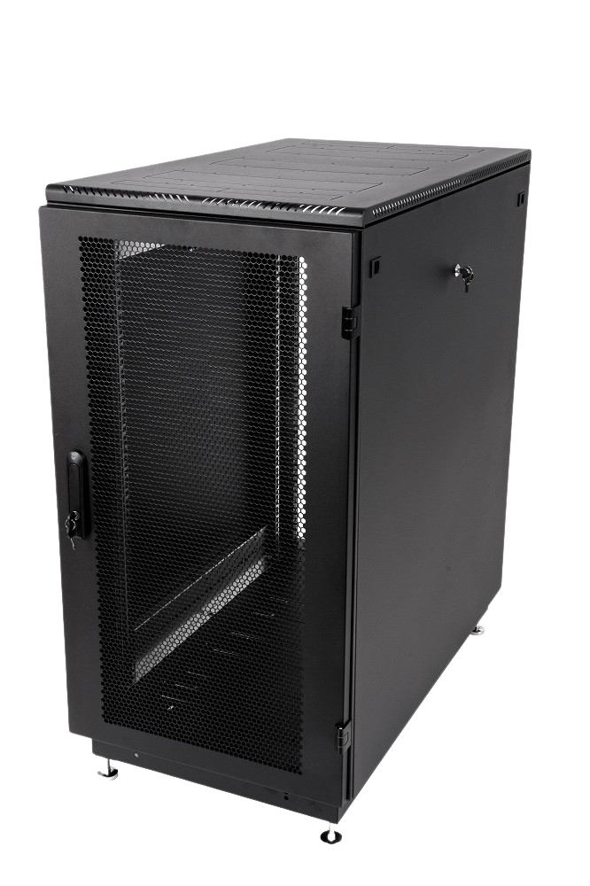 Шкаф телекоммуникационный напольный 22U (600 × 1000) дверь перфорированная 2 шт., цвет чёрный от ЦМО