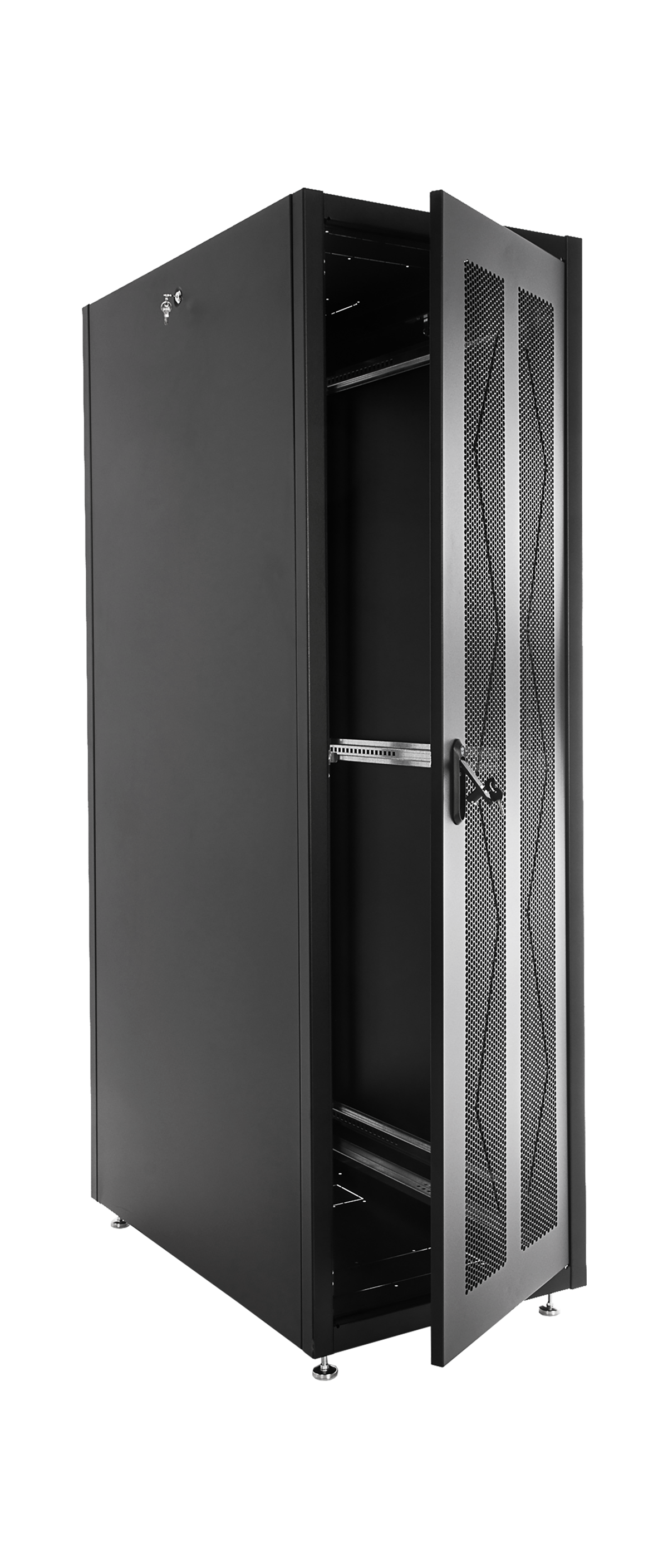 Шкаф телекоммуникационный напольный ЭКОНОМ 42U (600 × 1000) дверь перфорированная 2 шт., цвет черный от ЦМО