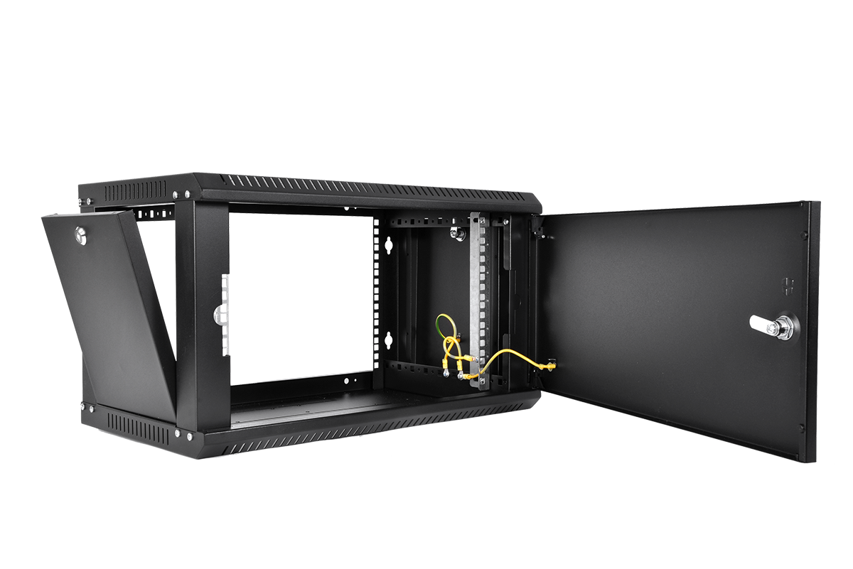 Шкаф телекоммуникационный настенный разборный ЭКОНОМ 6U (600 × 520) дверь металл, цвет черный