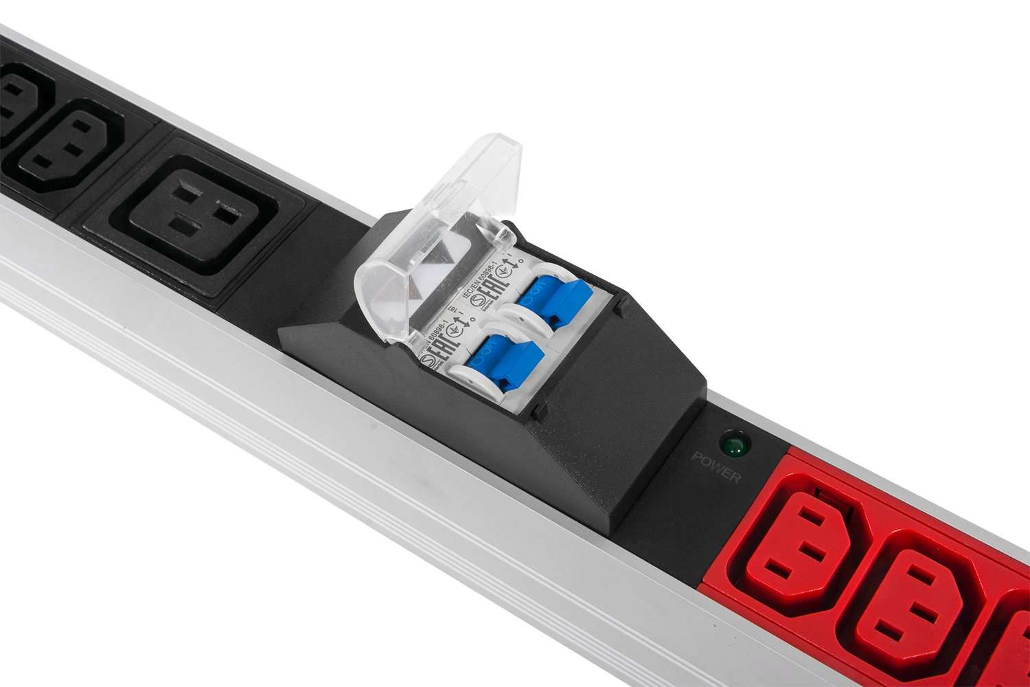 Верт блок розеток Rem-3x32, 3 фазы 32A, 6 авт, инд, 36 C13, 6 C19, 1820 мм, вх IEC 309, шнур 3 м