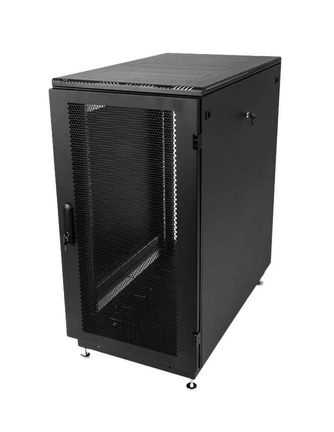 Шкаф телекоммуникационный напольный 27U (600 × 1000) дверь перфорированная 2 шт., цвет чёрный от ЦМО